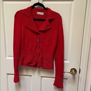 Vintage Red Knit Button Front Cardigan Blazer